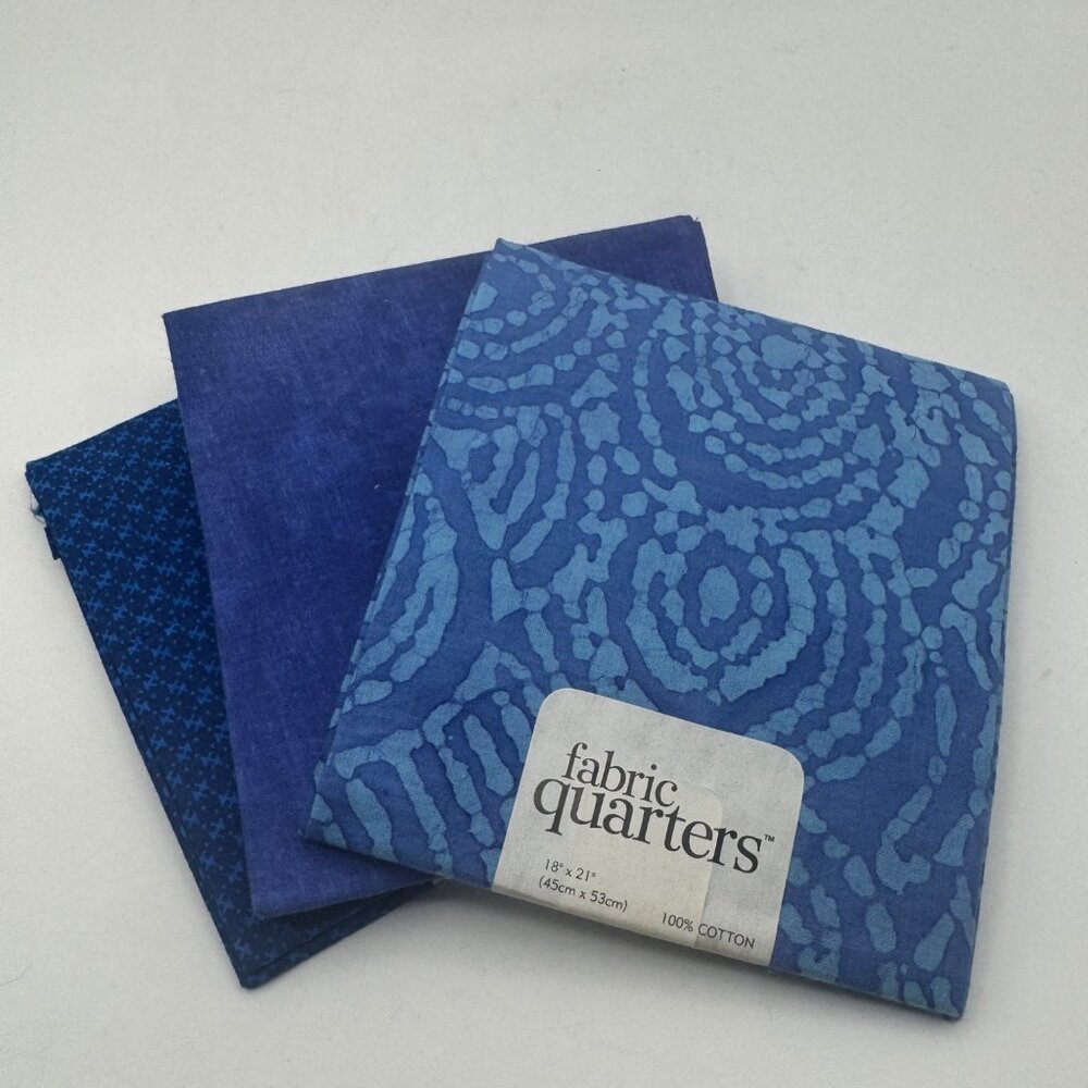 Fabric Quarters Cotton Fat Quarter Bundle 18" X 21" Blue Assorted Prints